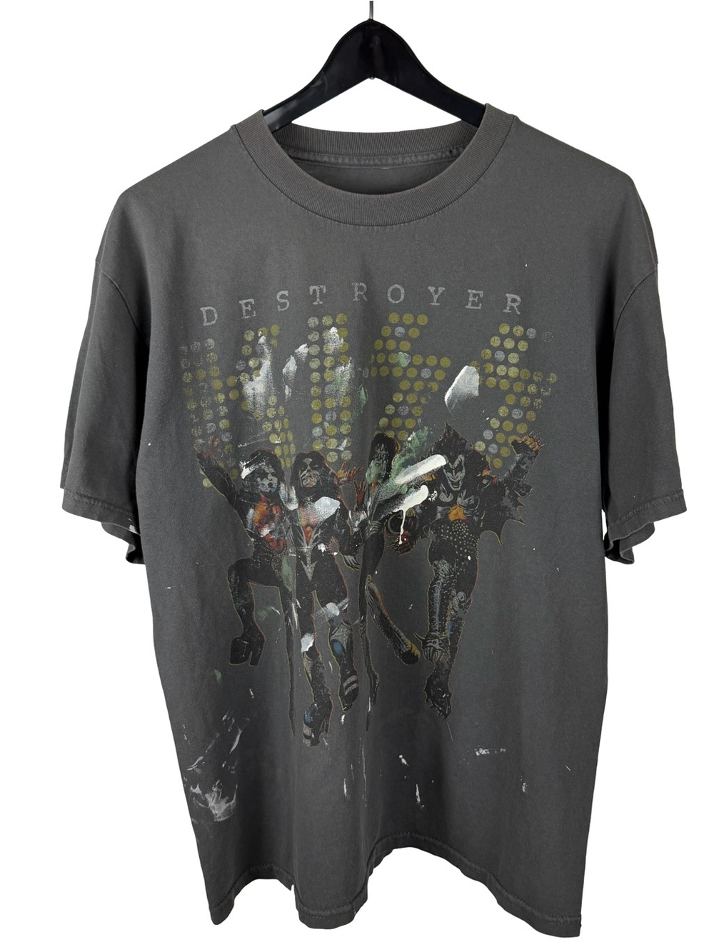 Vintage 2000s Kiss Destroyer Paint Splatter Rock Band Music Shirt Size L